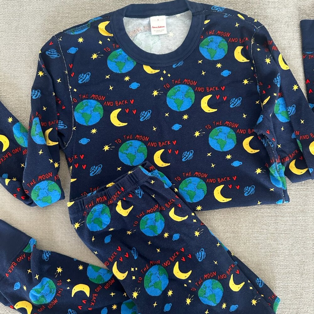 NWOT HANNA ANDERSSON WOMEN'S ORGANIC LOVE YOU TO THE MOON PAJAMAS S